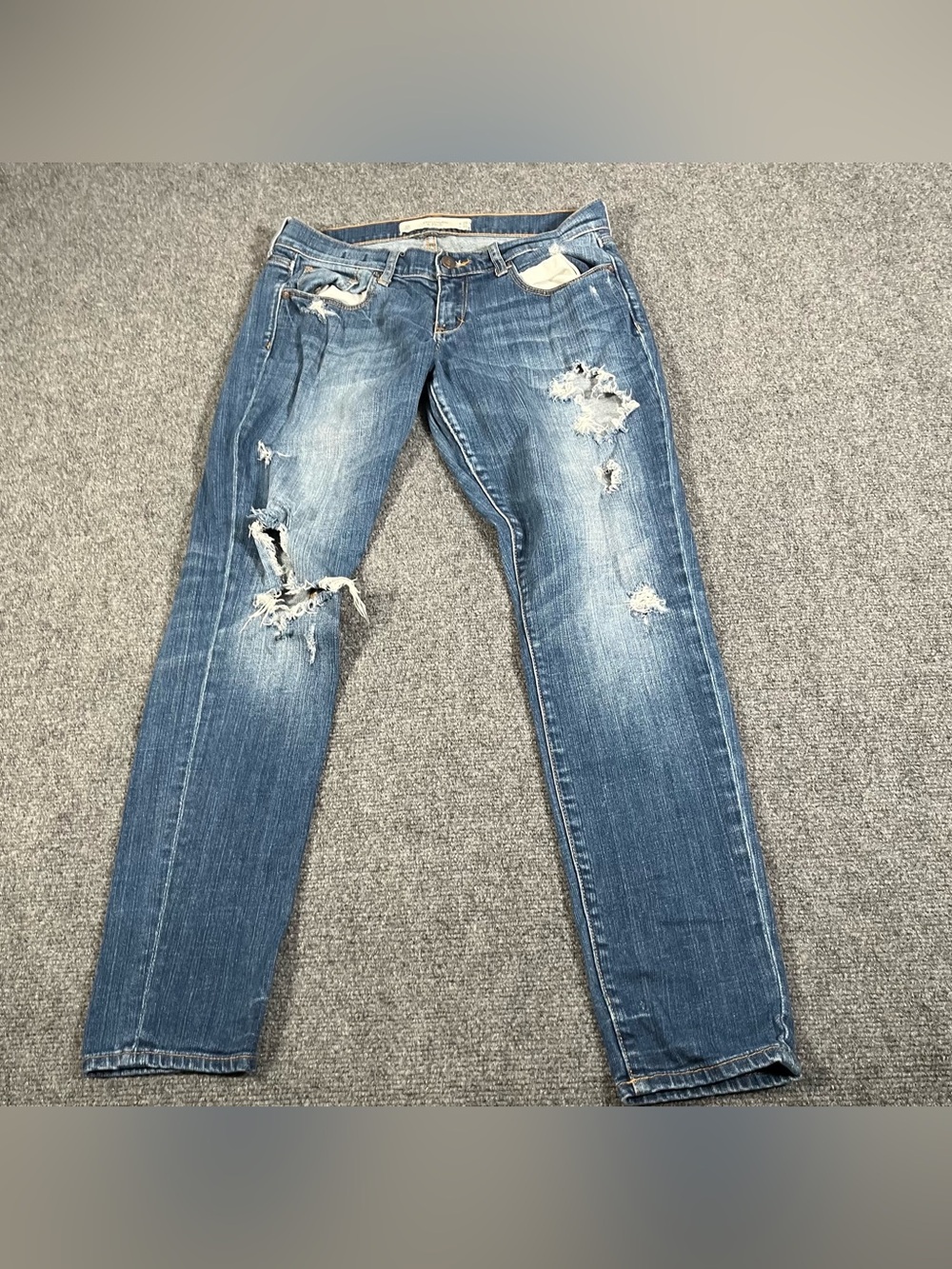 Abercrombie& Fitch Womens Distressed Brett Blue Stretch Denim Jeans Size 28x30